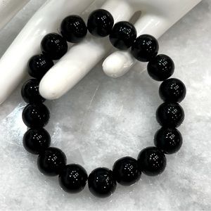 Black Agate Stretch Bead Bracelet